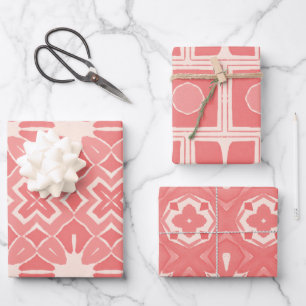 Art-Déco-Duo in rosa Designpapier Geschenkpapier Set