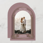 Art Deco Dusty Rose Bronze Arch Save the Date Einladung (Vorne/Hinten)