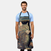 Art Deco Dusty Rose Cat Lover Schürze (Getragen)