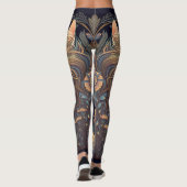 Art Deco Dusty Rose Cat Lover Yoga Leggings (Rückseite)