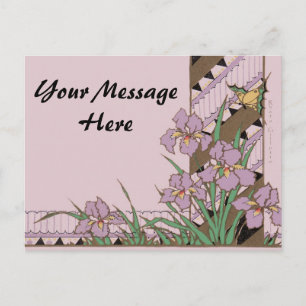 Art Deco Easter Lila Iris Butterfly Feiertagspostkarte