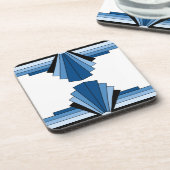 Art-Deco-Ebenen in blau Getränkeuntersetzer (Linke Seite)