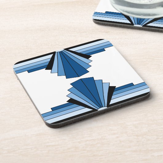 Art-Deco-Ebenen in blau Getränkeuntersetzer (Linke Seite)