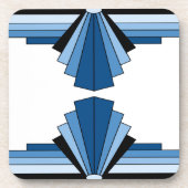 Art-Deco-Ebenen in blau Getränkeuntersetzer (Vorderseite)
