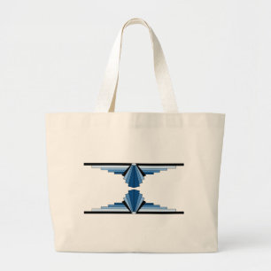 Art-Deco-Ebenen in blau Jumbo Stoffbeutel