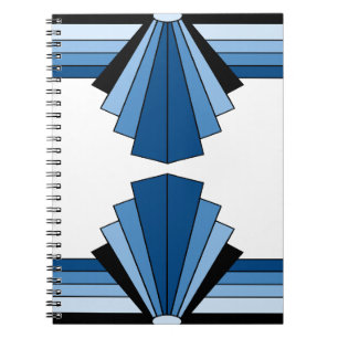 Art-Deco-Ebenen in blau Notizblock