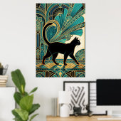 Art Deco Egyptian Black Cat Wall Art Poster (Heimbüro)