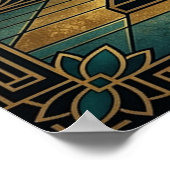 Art Deco Egyptian Pyramid Cat Wall Art Poster (Ecke)