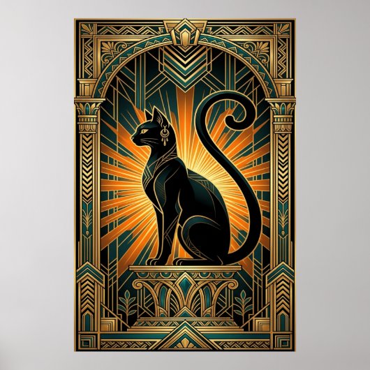 Art Deco Egyptian Revival Bastet Wall Art Poster (Vorne)