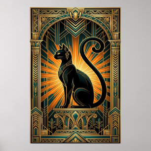 Art Deco Egyptian Revival Bastet-Wandkunst Poster