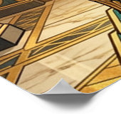 Art Deco Egyptian Throne Cat Wall Art Poster (Ecke)