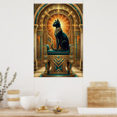 Art Deco Egyptian Throne Cat Wall Art Poster (Küche)