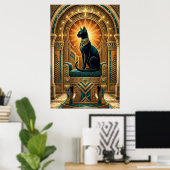 Art Deco Egyptian Throne Cat Wall Art Poster (Heimbüro)