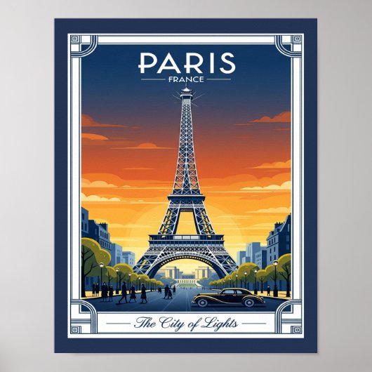 Art Deco Eiffel Tower Paris Frankreich Poster (Vorne)