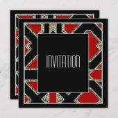 Art Deco Einladung Red Black (Vorne/Hinten)