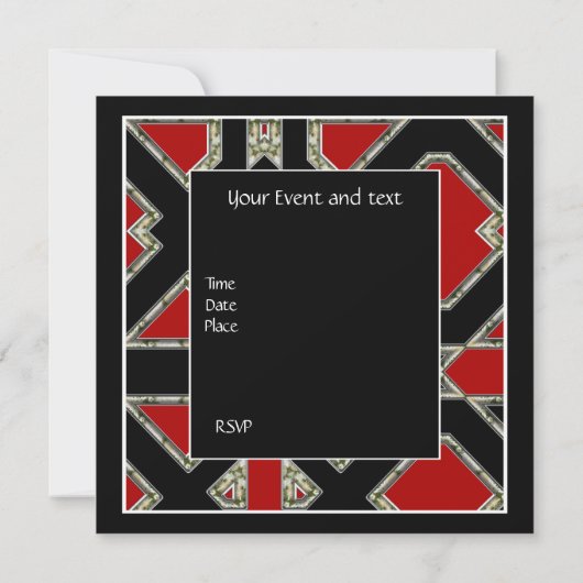 Art Deco Einladung Red Black (Rückseite)