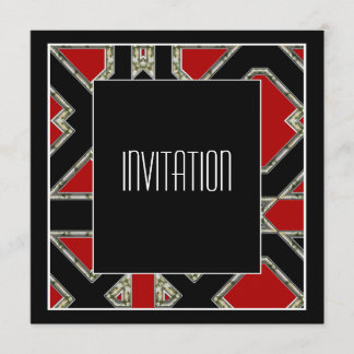 Art Deco Einladung Red Black