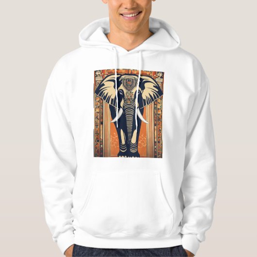 Art-Deco-Elefant Hoodie (Vorderseite)