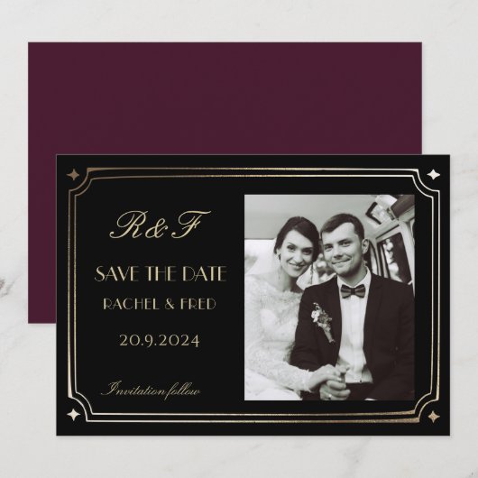 Art Deco Elegant Black Gold 20 (Vorne/Hinten)