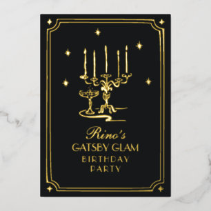 Art Deco Elegant Black Gold 20 Folieneinladung