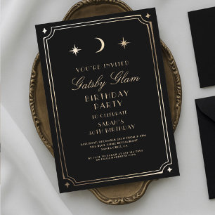 Art Deco Elegant Black Gold 20s Classic Geburtstag Einladung
