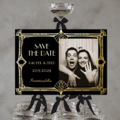 Art Deco Elegant Black Gold 20s Save the Date Folieneinladung