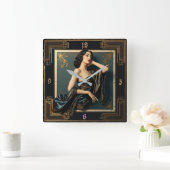Art Deco Elegant Girl Quadratische Wanduhr (Zuhause)