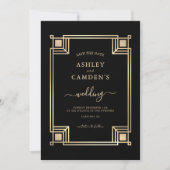 Art Deco Elegant Gold Frame Wedding Save The Date (Vorderseite)