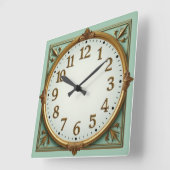 Art Deco Elegant Mint Quadratische Wanduhr (Winkel)