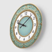Art Deco Elegant Mint Rund Große Wanduhr (Winkel)