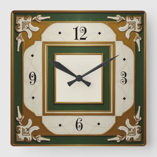 Art Deco Elegant Quadratische Wanduhr (Vorderseite)