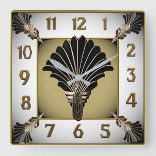 Art Deco Elegant Quadratische Wanduhr