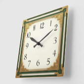 Art Deco Elegant Quadratische Wanduhr (Winkel)