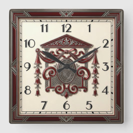 Art Deco Elegant Quadratische Wanduhr