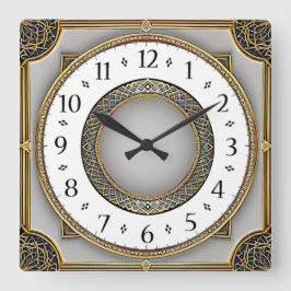 Art Deco Elegant Quadratische Wanduhr