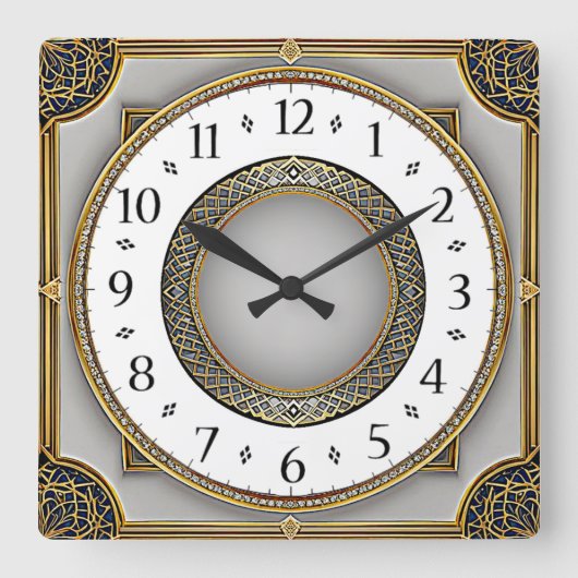 Art Deco Elegant Quadratische Wanduhr (Vorderseite)