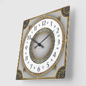 Art Deco Elegant Quadratische Wanduhr (Winkel)