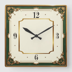 Art Deco Elegant Quadratische Wanduhr