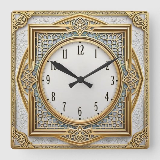 Art Deco Elegant Quadratische Wanduhr (Vorderseite)