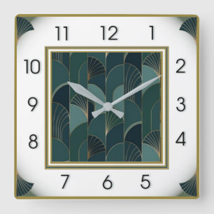 Art Deco Elegant Quadratische Wanduhr