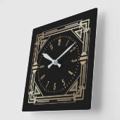 Art Deco elegant Quadratische Wanduhr (Winkel)