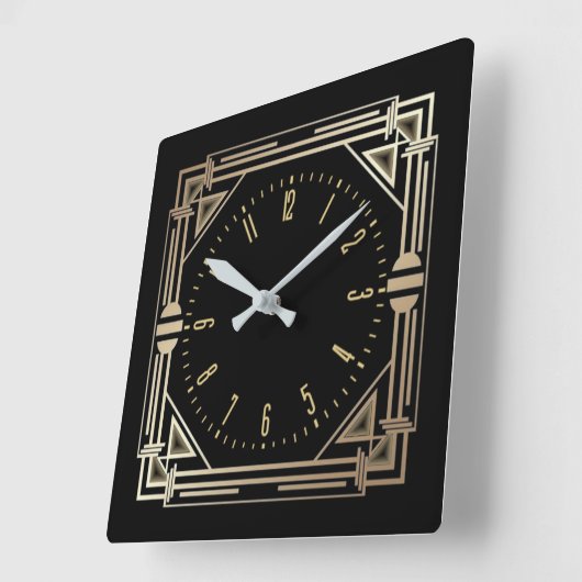 Art Deco elegant Quadratische Wanduhr (Winkel)
