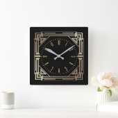 Art Deco elegant Quadratische Wanduhr (Zuhause)