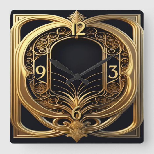 Art Deco Elegant Quadratische Wanduhr (Vorderseite)