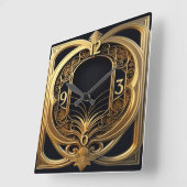 Art Deco Elegant Quadratische Wanduhr (Winkel)