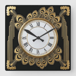 Art Deco Elegant Quadratische Wanduhr