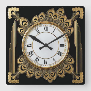 Art Deco Elegant Quadratische Wanduhr