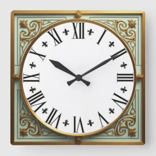 Art Deco Elegant Quadratische Wanduhr