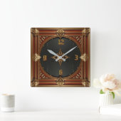 Art Deco Elegant Red Quadratische Wanduhr (Zuhause)