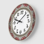 Art Deco Elegant Red Wall Große Wanduhr (Winkel)